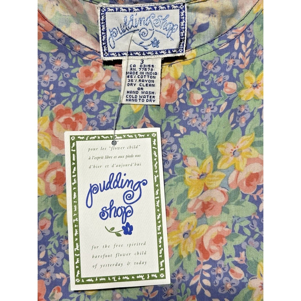 New April Cornell Pudding‎ Shop Womens Size 3 Cottagecore Prairie Dress Floral - Picture 8 of 9